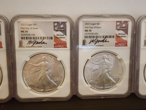 One 2022 $1 American Silver Eagle NGC MS70 Michael Gaudioso Flag Label Type 2 - Bild 10 von 20