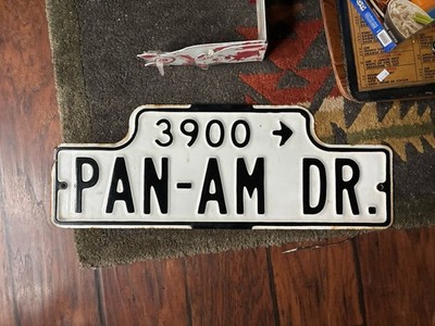Pan-Am Drive porcelain sign pan america airline road street highway american usa