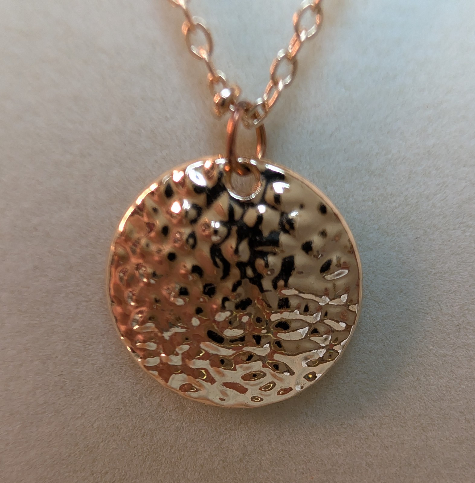 Double Layer Hammered Disc Pendants Necklace Gold… - image 6
