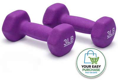 Neoprene Dumbbell Weights 3 lb Pair Purple Hex No Roll Grip Home Workout Set Pro