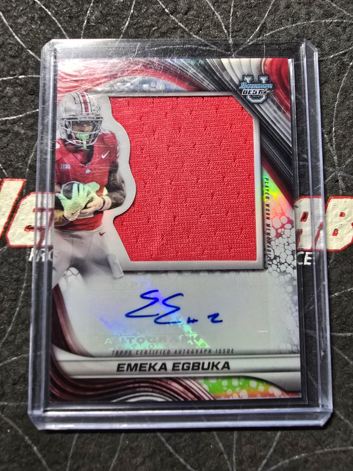 2024 Bowman's Best Emeka Egbuka Jumbo Relic Auto #PJA-EE RC AU MEM