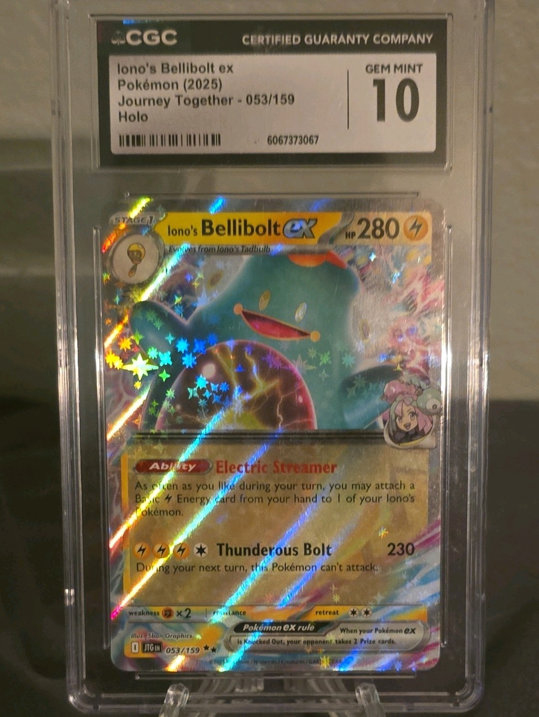 CGC 10 Iono's Bellibolt ex 053/159 Sv09 Journey Together Holo ENG 2025