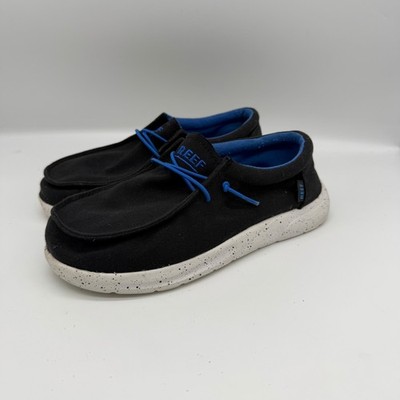 Reef Kids Cushion Coast Black Blue Slip On Loafers Shoes Size 3
