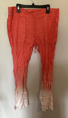 Women’s Pure Amici, Medium, 100% Linen Pants, Coral Ombre