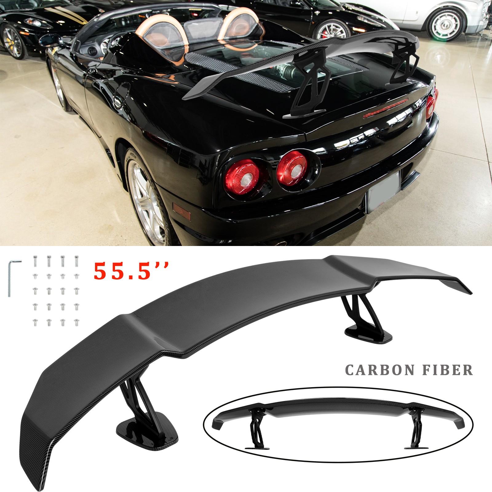 For Ferrari 360 Modena 55.5" Carbon Look GT Style Racing Rear Trunk Spoiler Wing
