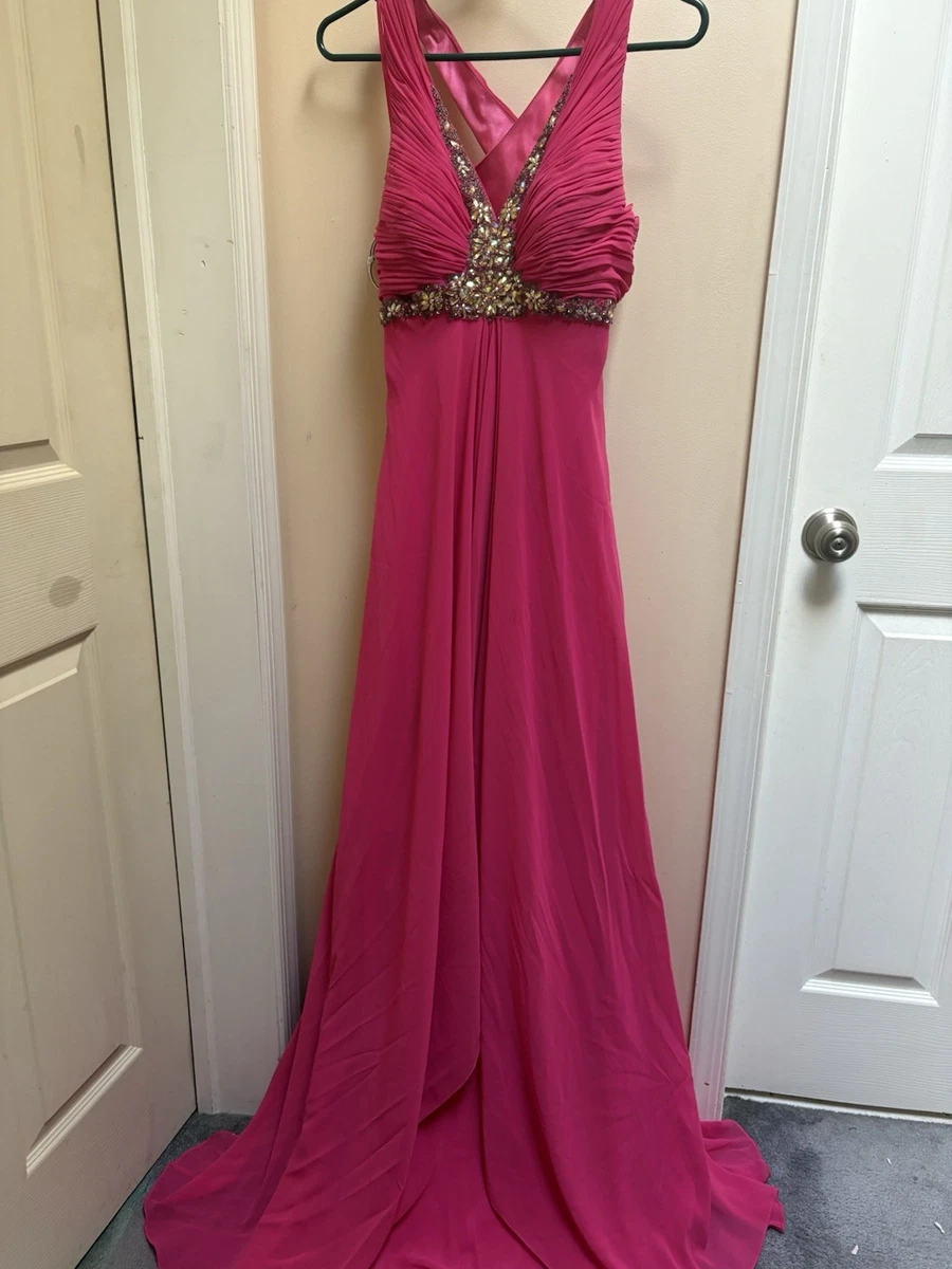 green emerald velvet dress Ladivine CD340 Size 10 Nova Purple Long Satin Overskirt Prom Dress Formal Pageant Gown Fitted Ruched main image 1