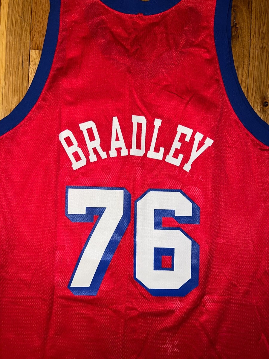 SHAWN BRADLEY Champion PHILADELPHIA 76ERS Red Jersey 44 Large NBA