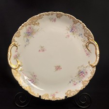 Limoges Theodore Haviland Platter Round 13" Pink Floral w/Gold White 1895-1903