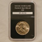 Franklin Half Dollar 1959 Uncirculated 90% Silver Denver PCS Stamps & Coins