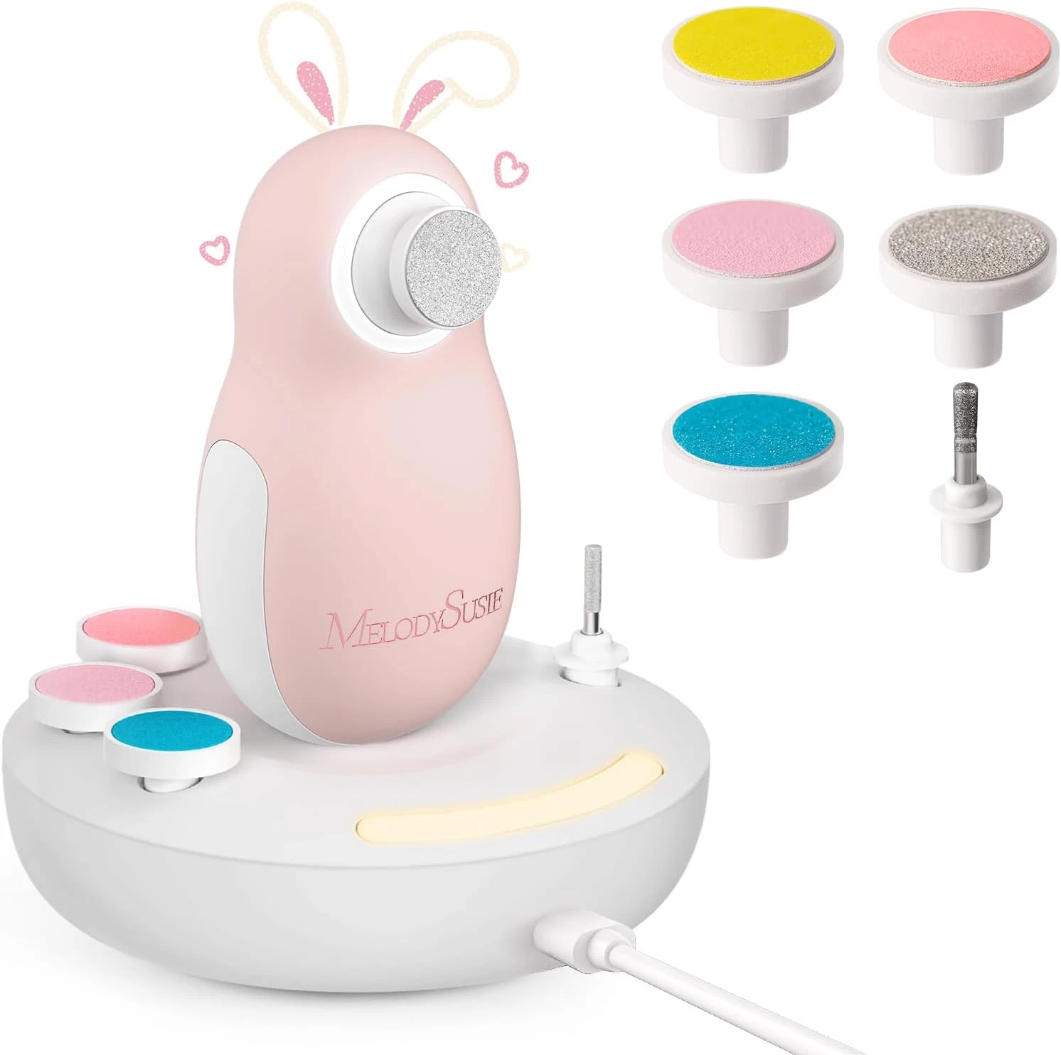 Baby Electric Nail File Kit, PC20F Rechargeable & Safe Nail Trimmer with Night L