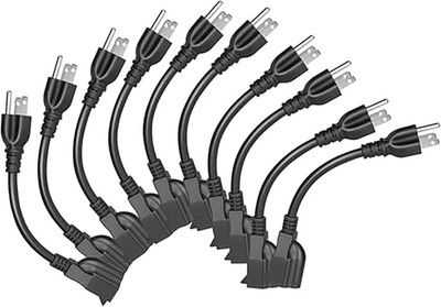 10 Pack Short Extension Cord, 3 Prong 8-Inch Small Extension Cord Outlet Saver 1