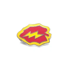Red Yellow Lightning Leaf Pin Electric Energy Symbol Retro Power Flash Collector