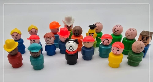 Vintage Fisher Price Little People Figures Lot of 20 Wood Plastic Toys