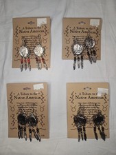 Native American Style Buffalo Nickel Replica Dangle Earrings Lot (4 Pairs)