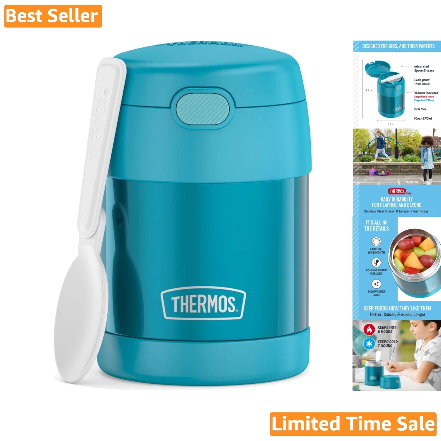 10oz FUNtainer Vacuum Insulated Food Jar for Kids - Durable & Dishwasher Safe
Opens in a new window