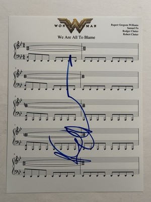 RUPERT GREGSON-WILLIAMS SIGNED 8.5x11 SCORE AUTOGRAPH WONDER WOMAN COMPOSER COA