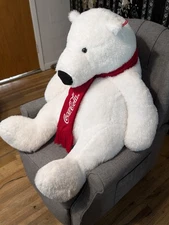 Large Coca-Cola Plush Polar Bear 31" w/ Scarf Collectible Stuffed Animal 2024