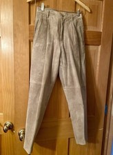 Vtg Lizwear Petite Sz 6 Tan Leather Suede High Rise Pants Excellent
