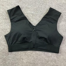 Tommie Copper Sports Bra Womens XL Black Zip Front Mesh Copper Znergy Support