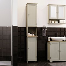 Priano Bathroom 2 Door Tall Cabinet Tallboy Cupboard Storage Freestanding Grey