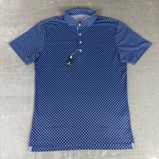 Johnnie-O Daisy Performance Polo Shirt Mens Small Lake Blue Floral Golf 110 NWT