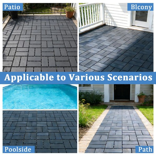 Plastic Interlocking Deck Tiles 27 12x12 inches, Dark Grey Crossed Pattern - Foto 6 di 7