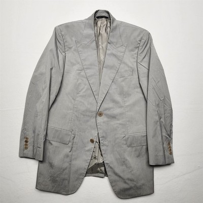 SARAR 42S Light Gray Marzotto Stretch Cotton Peak Lapel Slim Blazer Suit Jacket