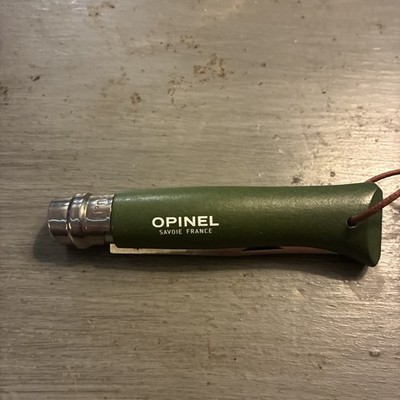 Opinel No. 8 Folding Knife 3.28'' Stainless Steel Blade Wood Handle - Green