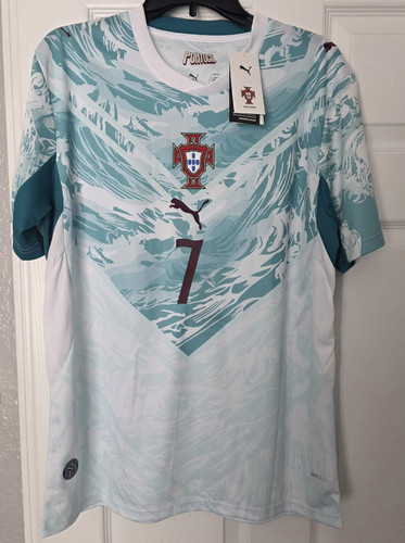 PUMA Portugal Cristiano Ronaldo #7 Soccer Jersey Men's L White Teal