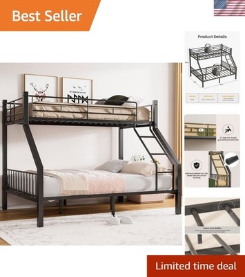 Twin XL Over Queen Bunk Bed, Heavy Duty Queen Bunk Bed for Adults, Metal Bed ...