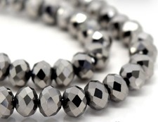 Tiny Faceted Rondelle Czech Glass Spacer Beads 2x3mm Metallic Silver