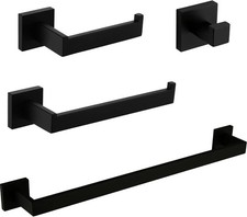 VELIMAX Premium Stainless Steel 4 Pieces Bathroom 24-inch, Matte Black