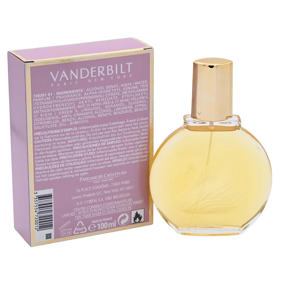 VANDERBILT por Gloria 3.4 OZ 3.3 edt para Mujer Perfume Nueva Caja Sello Foto 4 de 4