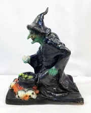 Vintage 1996 The Paper Magic Group Witch with Cauldron & Skulls Blowmold