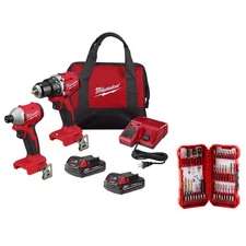 M18 18V Lithium-Ion Brushless Cordless Compact Drill/Impact Combo Kit with SHO