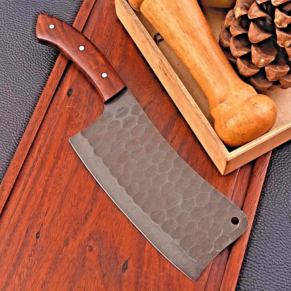 CUCHILLO DE CARNICERO PICADORA DE CARNE DE ACERO AL CARBONO FORJADO HECHO A MANO PERSONALIZADO 1806 Foto 4 de 4