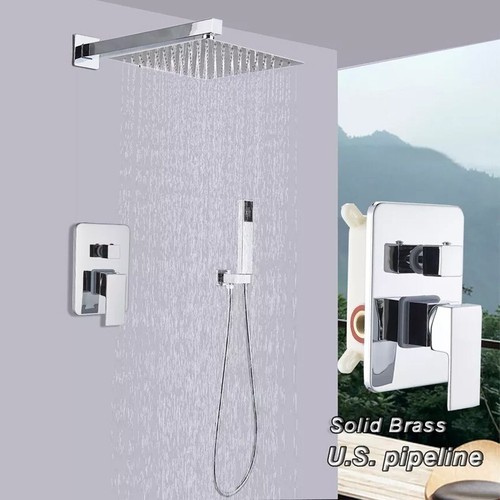 Bathroom Shower Faucet Set Luxury Rainfall Shower Head Combo System Mixer Valve - Picture 148 of 332