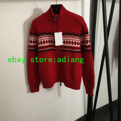 100% wool red christmas knitted lapel cardigan party women 2024 high quality SML