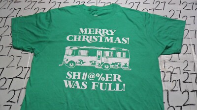 Large Merry Christmas Sh#@%er Was Full  National Lampoons Vacation Brand Shirt