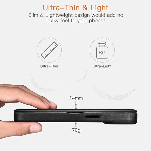 ICARER Coque Cuir Originale avec Housse MagSafe Emplacement Carte pour iPhone 14 Pro Max - Photo 27 sur 47