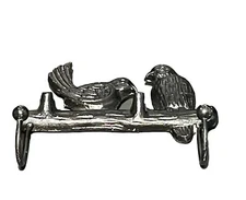 Black Wrought Iron Birds Double Wall Hooks/Hanger Deco 6" x 7" (F)