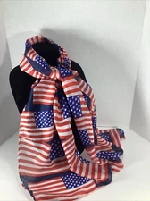 Women's~Patriotic Rectangular American Flag Fashion Scarf~64”x14”