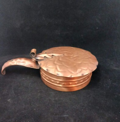 Vtg Hammered Gregorian Solid Copper 5''  Oak Leaf Handled  Silent Butler USA Made