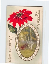 Postcard Merry Christmas Nature Scene Christmas Holly Art Print