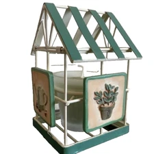 Metal birdhouse garden candle holder votive holder