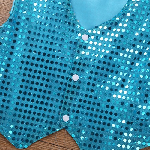 Kinder Jungen Pailletten Weste Top Shirt Hip-Hop Jazz Jacke Karneval Kostüme - 第 49/61 張圖片