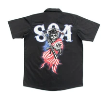 Adult Unisex Sons of Anarchy Reapers Logo Button Down Workshirt Fashion Shirt
