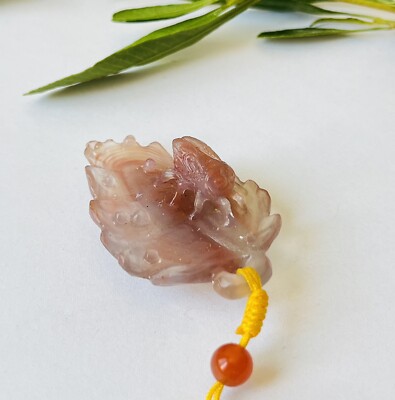 Natural Gemstone Agate Bee pendant Necklace Hand-carved Valuable Unique Jewelry