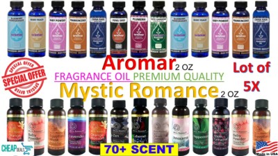 (LOT OF 5) AROMAR   PREMIUM QUALITY 70+ FRAGRANCE ESSENTIAL OIL 65mL/ 2 oz (5X)