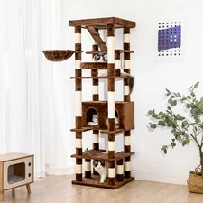74.8'' Cat Tree Cat Tower Activity Center with Scratching Post and Condo, Brown